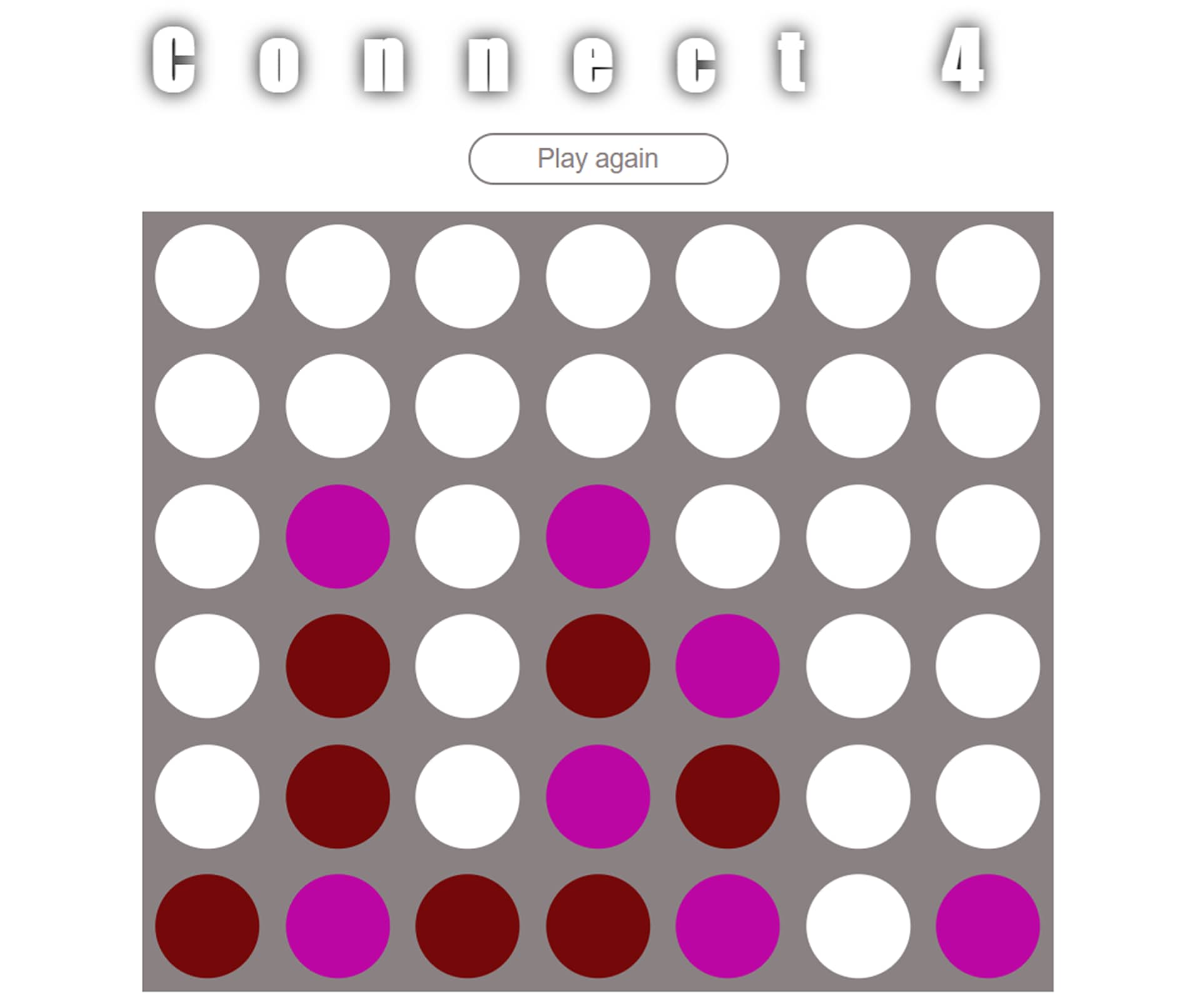 screenshot of connect four, both colors in the game